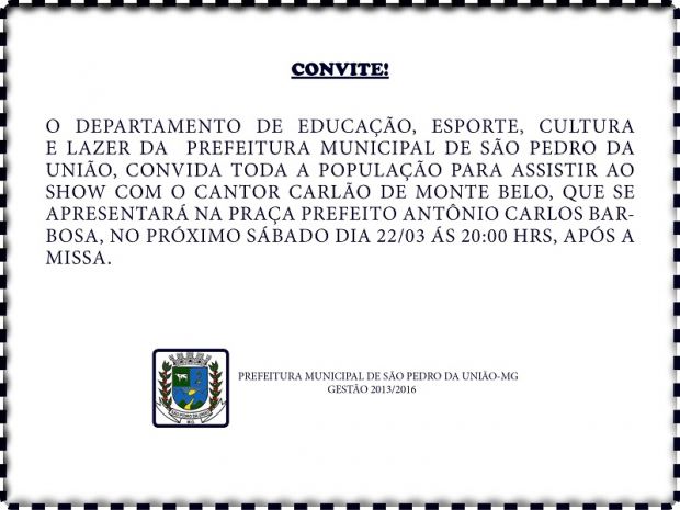 CONVITE PARA SHOW CULTURAL