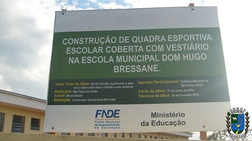Construção de quadra poliesportiva na Escola Municipal Dom Hugo Bressane